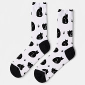 Kachelnde Katzen Muster Crew Socken – Süße Katzen (Linkes Detail)