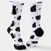 Kachelnde Katzen Muster Crew Socken – Süße Katzen (Gewinkelt)