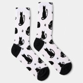 Kachelnde Katzen Muster Crew Socken – Süße Katzen (Rechts)