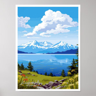 Kachemak Bay Alasaka Reise Vintage-Illustration Poster