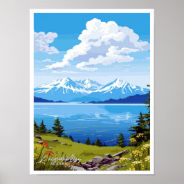 Kachemak Bay Alasaka Vintage Illustration Poster