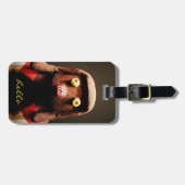 Kachina Doll Face Foto Hello Script Bold Niedlich Gepäckanhänger (Vorderseite horizontal)