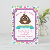 Kack Emoji Girl Birthday Einladung (Stehend Vorderseite)