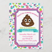 Kack Emoji Girl Birthday Einladung (Vorne/Hinten)