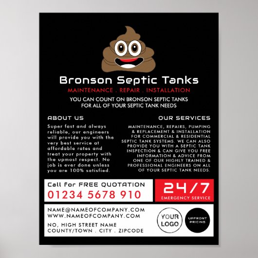 Kack Emoji, Septic Company, septische Ingenieur Ad Poster (Vorne)
