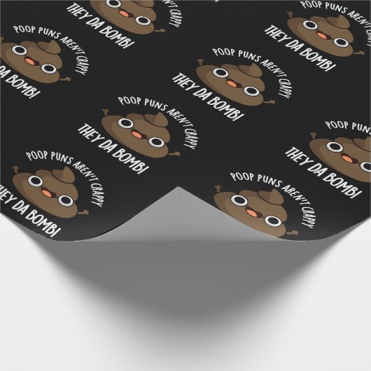 Kack Puns da Bomb Funny Poo Pun Dark BG Geschenkpapier (Ecke)