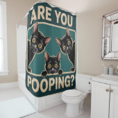 "Kacke du?" Funny Black Cats Duschvorhang (Beispiel)
