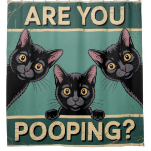 "Kacke du?" Funny Black Cats Duschvorhang