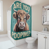 Kacke du? Funny Highland Cow Duschvorhang (Beispiel)