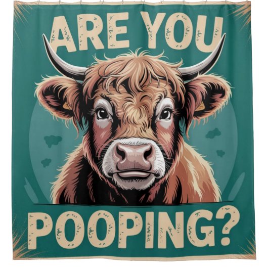 Kacke du? Funny Highland Cow Duschvorhang (Vorderseite)
