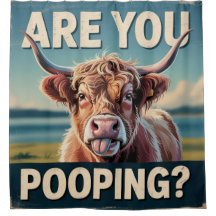 Kacke du? Funny Highland Cow Duschvorhang