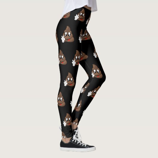 Kacken Sie Emoji Friedenszeichen-Hände Leggings (Rechts)
