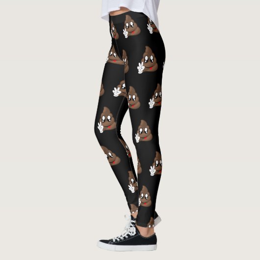 Kacken Sie Emoji Friedenszeichen-Hände Leggings (Links)