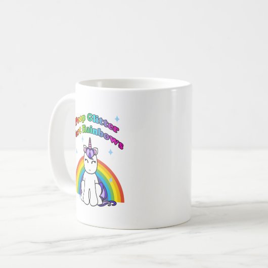Kacken Sie Glitzer-Furz-Regenbogen Kaffeetasse (Vorderseite Links)