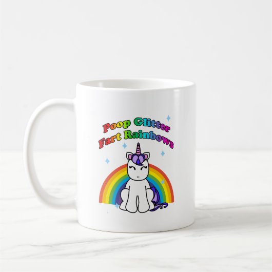 Kacken Sie Glitzer-Furz-Regenbogen Kaffeetasse (Links)