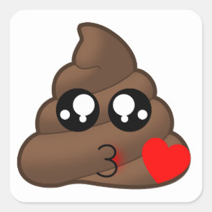 Kacken Sie Herz-Liebe Emoji Quadratischer Aufkleber