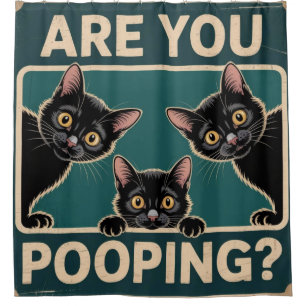 "Kacken Sie?" Lustige schwarze Katzen Duschvorhang