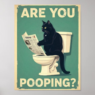 "Kacken Sie?" Lustige schwarze Katzen Poster