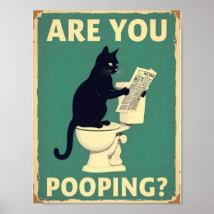 "Kacken Sie?" Lustige schwarze Katzen Poster