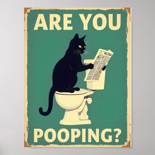 "Kacken Sie?" Lustige schwarze Katzen Poster (Vorne)