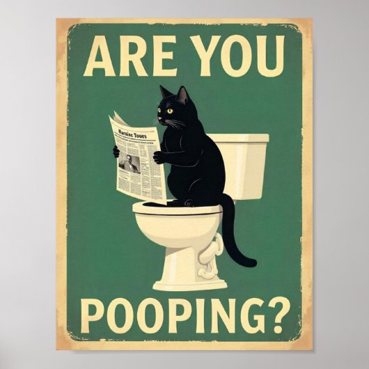 "Kacken Sie?" Lustige schwarze Katzen Poster (Vorne)