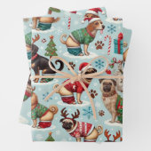 Kackend Hunde in Feiertagssüßern Geschenkpapier Set (Beispiel)