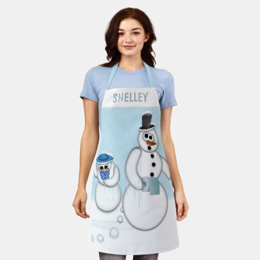 Kackend Snowman Schürze (Getragen)