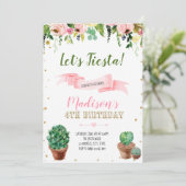 Kactus fiesta Geburtstag Einladung (Stehend Vorderseite)