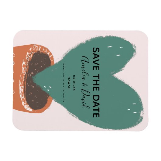 Kactus Hand Drawn Heart Hoya Pflanze Save the Date Magnet (Horizontal)