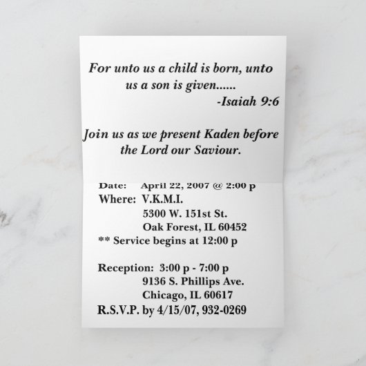 Kaden Einladung (Innenseite)