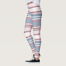 Kadettengrau und desaturierte rosa Streifen Leggings