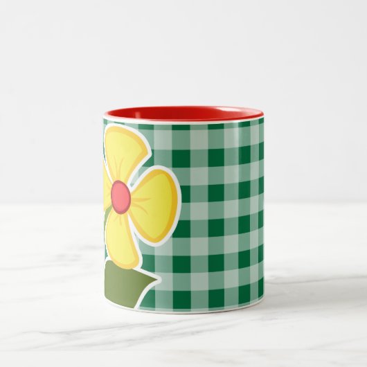 Kadmium-grüner Gingham; Marienkäfer Zweifarbige Tasse (Mittel)