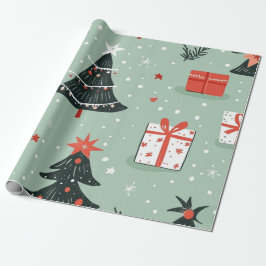 Kadopapier kerst blauw geschenkpapier