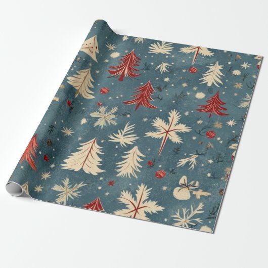 Kadopapier kerst blauw geschenkpapier (Ungerollt)