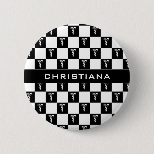 Kadukus-Symbol in Schwarz und Weiß Button (Vorderseite)