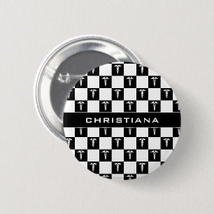 Kadukus-Symbol in Schwarz und Weiß Button