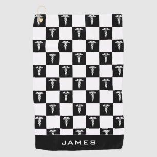 Kadukus-Symbol in Schwarz und Weiß Golfhandtuch