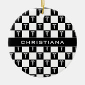 Kadukus-Symbol in Schwarz und Weiß Keramik Ornament (Vorne)