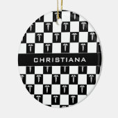 Kadukus-Symbol in Schwarz und Weiß Keramik Ornament (Links)