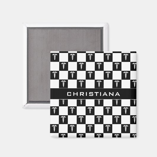 Kadukus-Symbol in Schwarz und Weiß Magnet (Vorderseite/Rückseite)