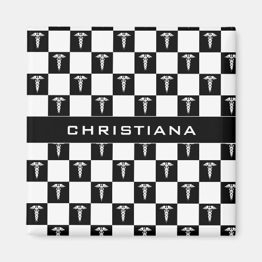 Kadukus-Symbol in Schwarz und Weiß Magnet (Vorne)