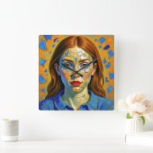 “Kaela” - Pattern of a Past Quadratische Wanduhr (Zuhause)