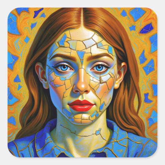 “Kaela” - Pattern of a Past Quadratischer Aufkleber (Vorderseite)