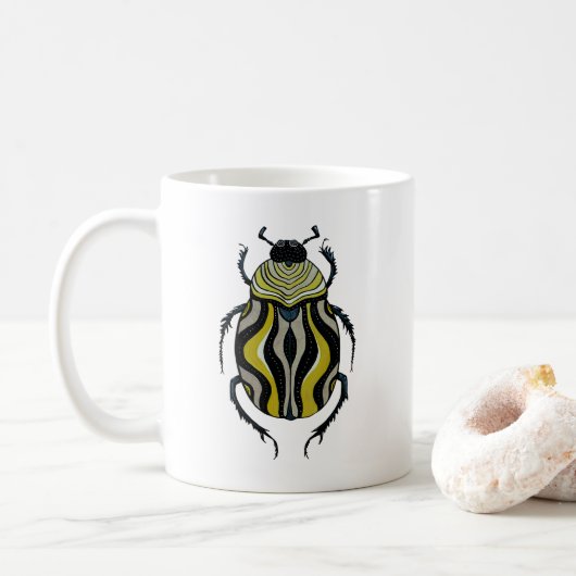 Käfer Art Insekt Zeichnend Goblincore Kaffeetasse (Mit Donut)