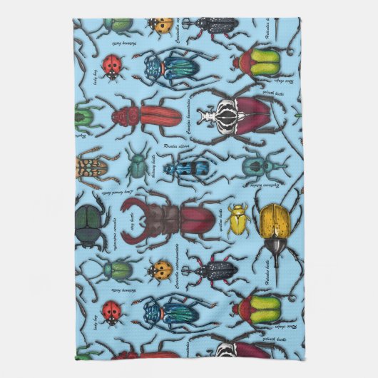 Käfer auf blau geschirrtuch (Vertikal)