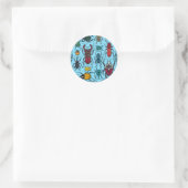Käfer auf blau runder aufkleber (Tasche)