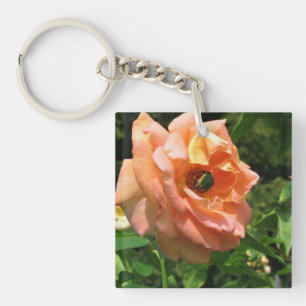 Käfer auf einer Rose Schlüsselanhänger