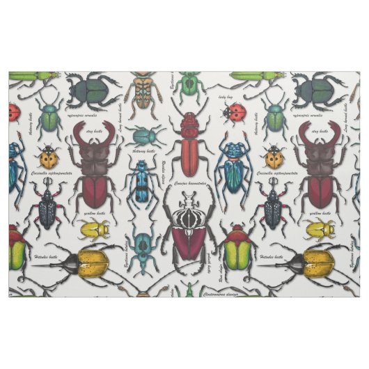 Käfer auf weiß stoff (Fat Quarter (45,7 x 55,9 cm))