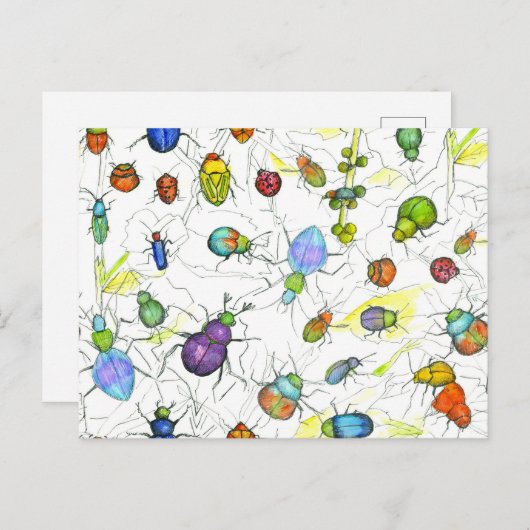 Käfer Bugs Insekten Crawling Blätter Twigs Postkarte (Vorne/Hinten)