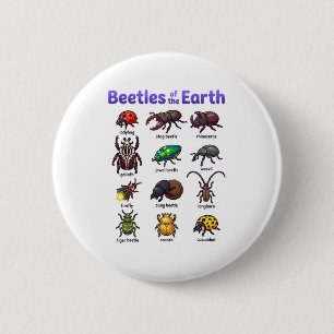 Käfer der Erde Cute Kawaii Insekten T-Shirt Button